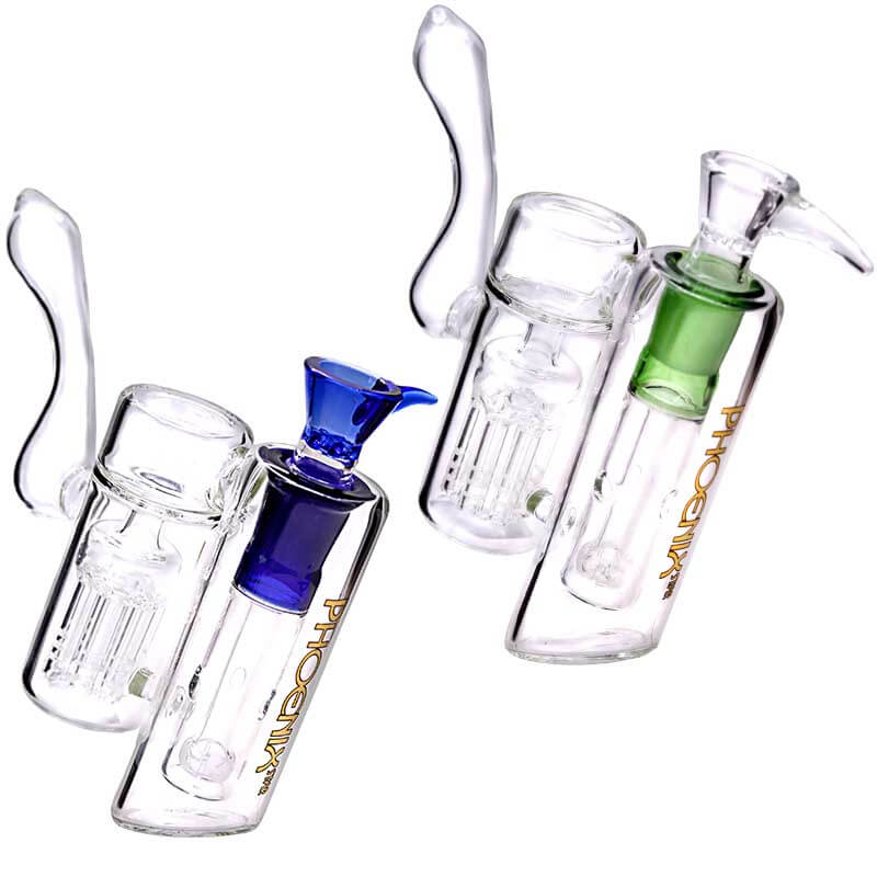Phoenix Double Chamber Tree Arm Perc Bubbler (PHX482) | 7 inch | Assorted Colors product image